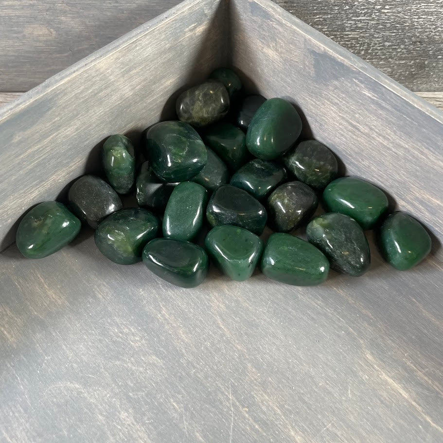 Bulk tumbled BC Jade polished green stones for wholesale crystal shops