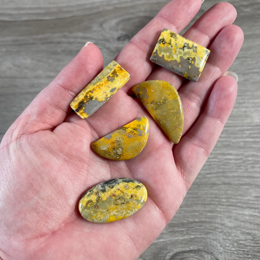Natural stone cabochons, bumble bee jasper for wire wrapping and crystal crafts