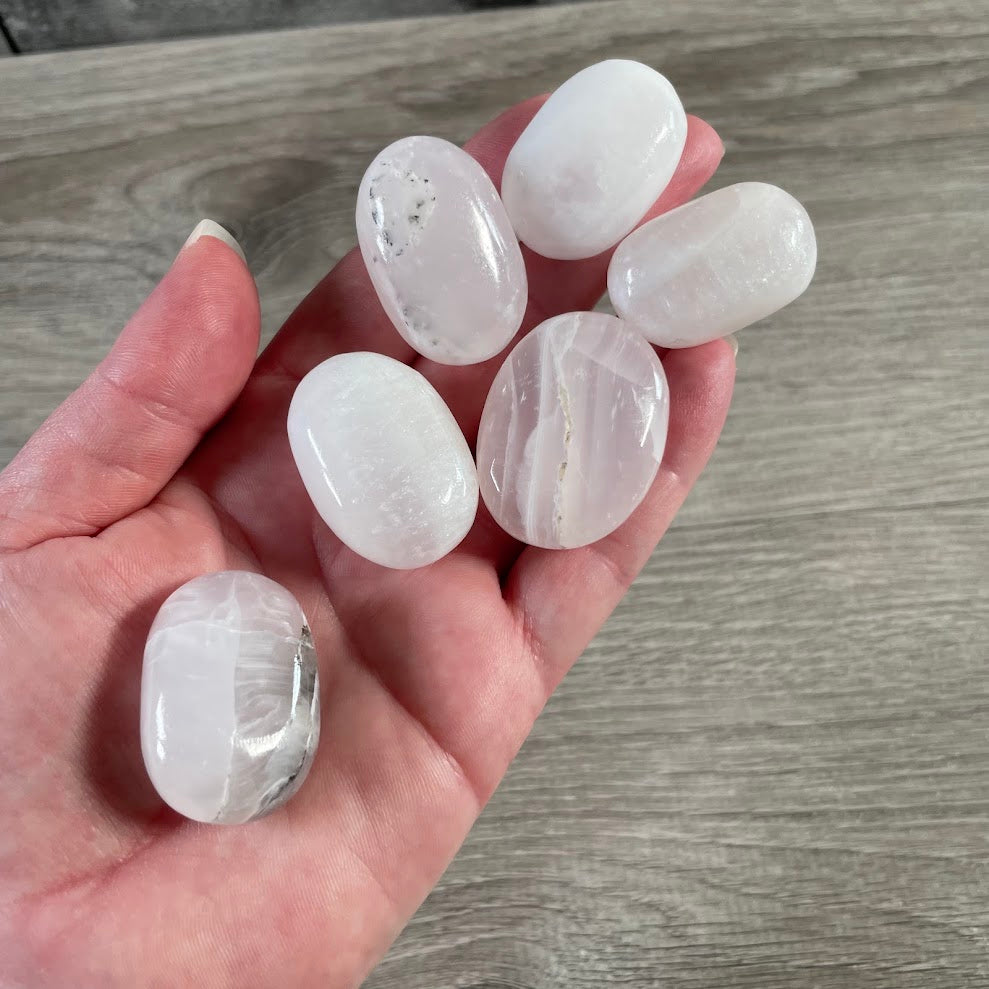 Calcite Afghanistan polished crystal palm stones natural gemstones