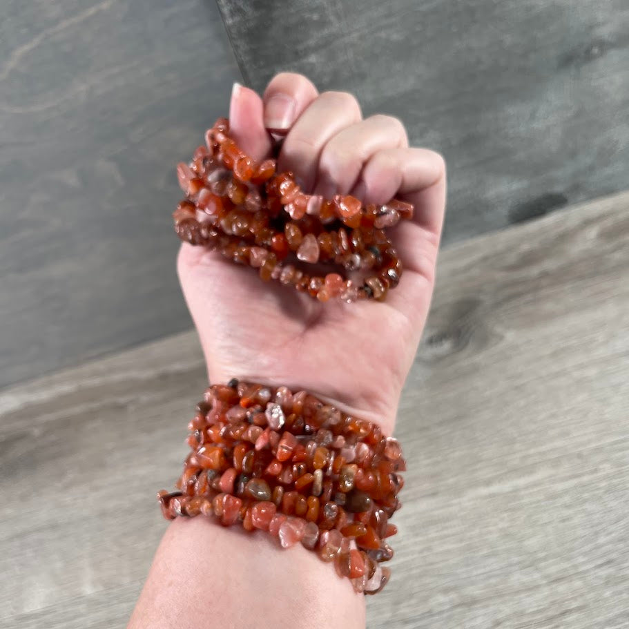 Wholesale carnelian gemstone chip bracelets for resale