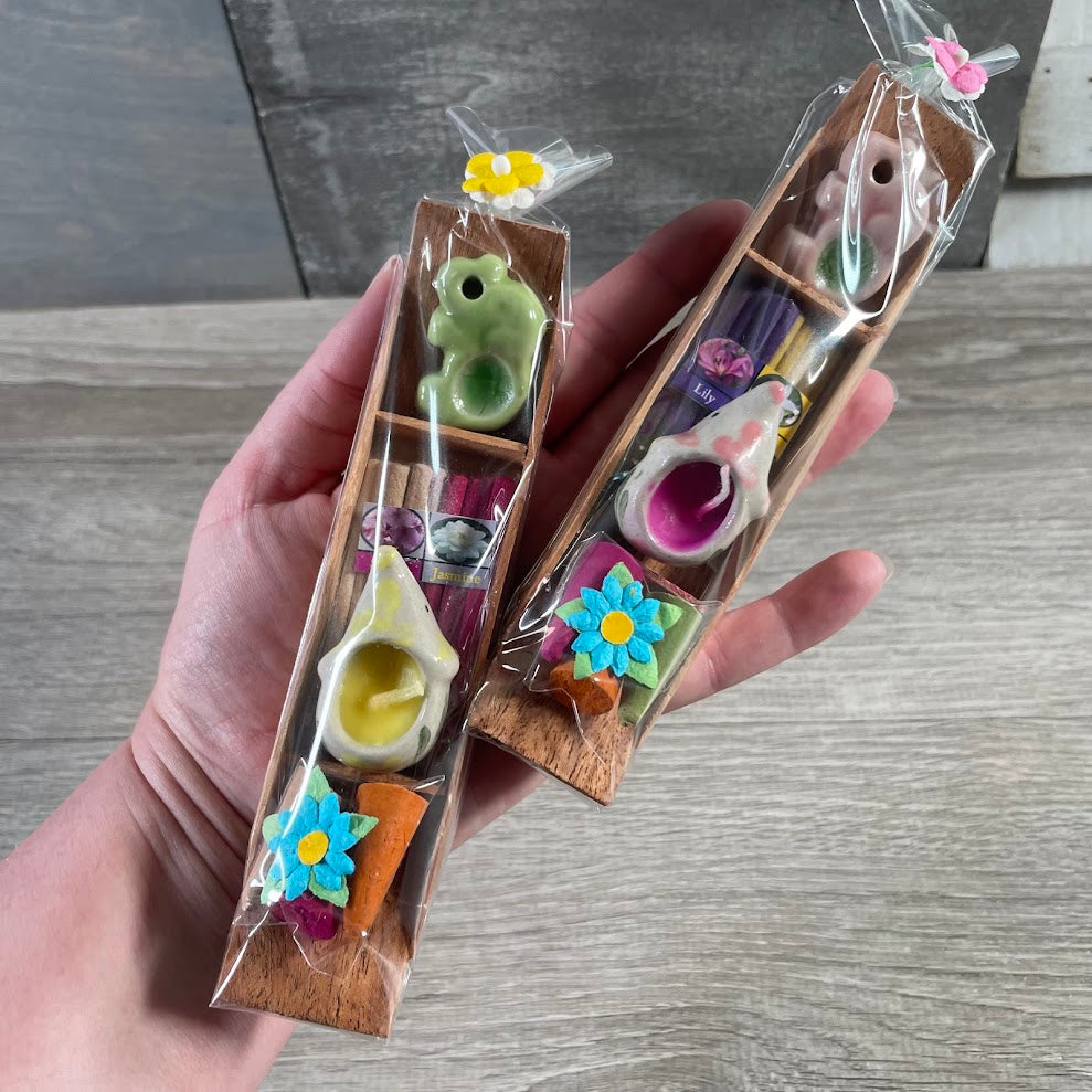 Wholesale home fragrance ceramic incense and candle gift set