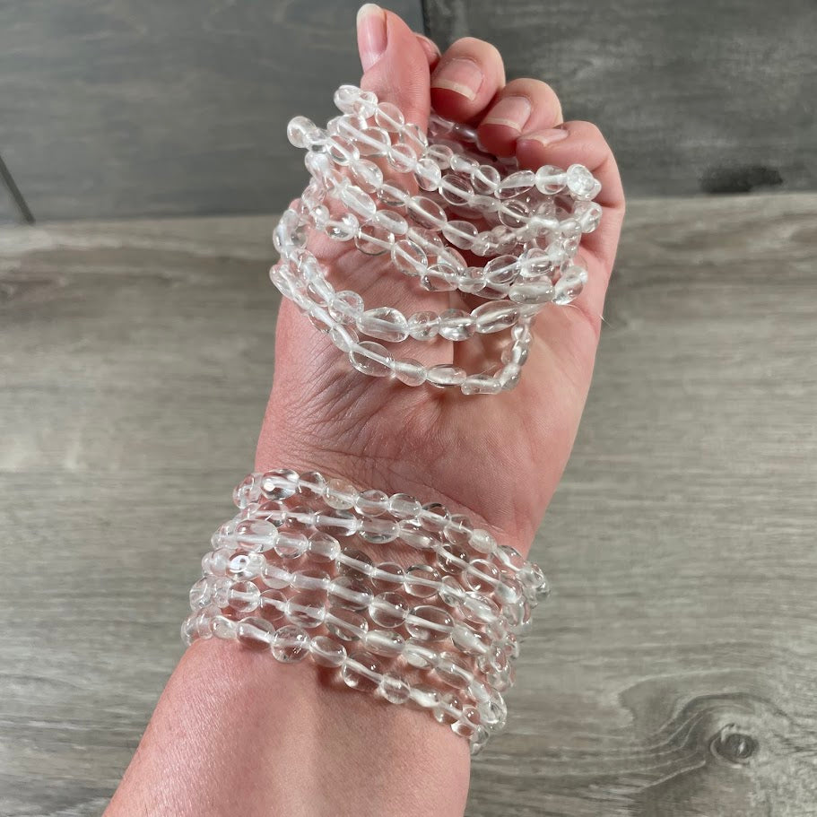 clear quartz natural gemstone bead bracelet for boutique wholesale jewelry