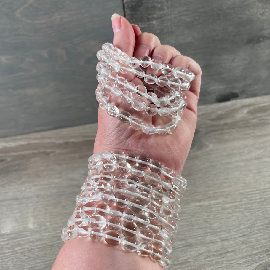 Natural clear quartz stretch bracelet for gift shop supply 