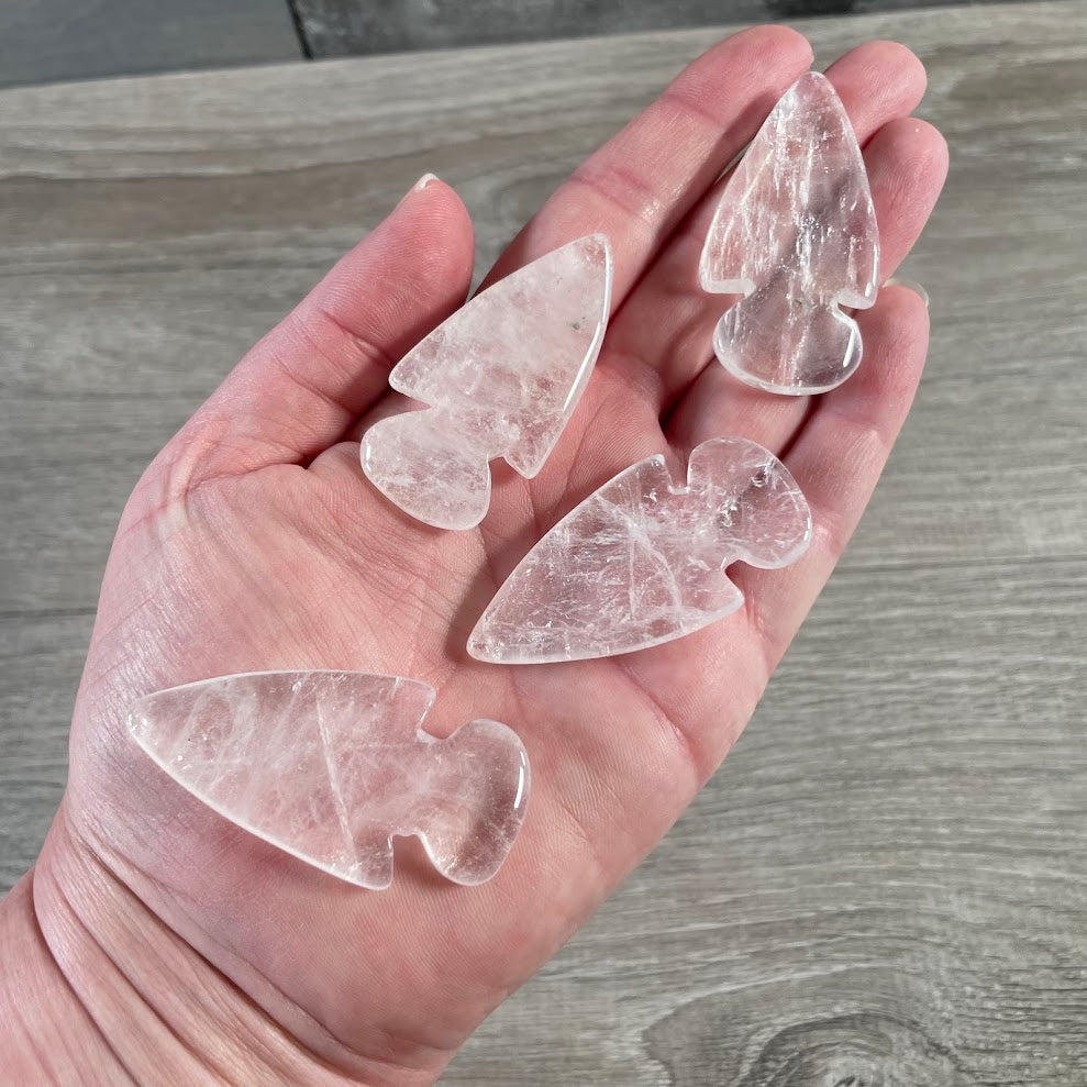 Clear quartz gemstone arrowheads for jewelry making and craft projects