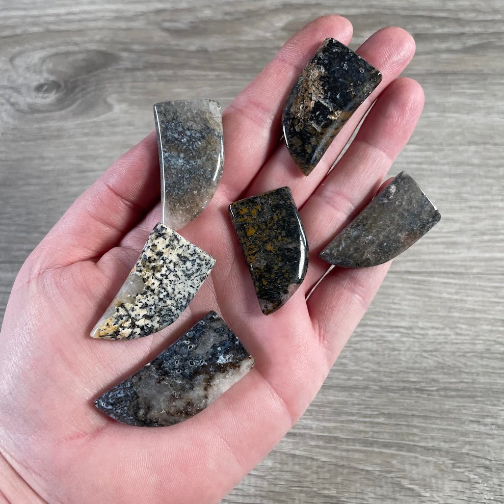 Cosmic Jasper gemstone claw figurine carved from polished natural crystal