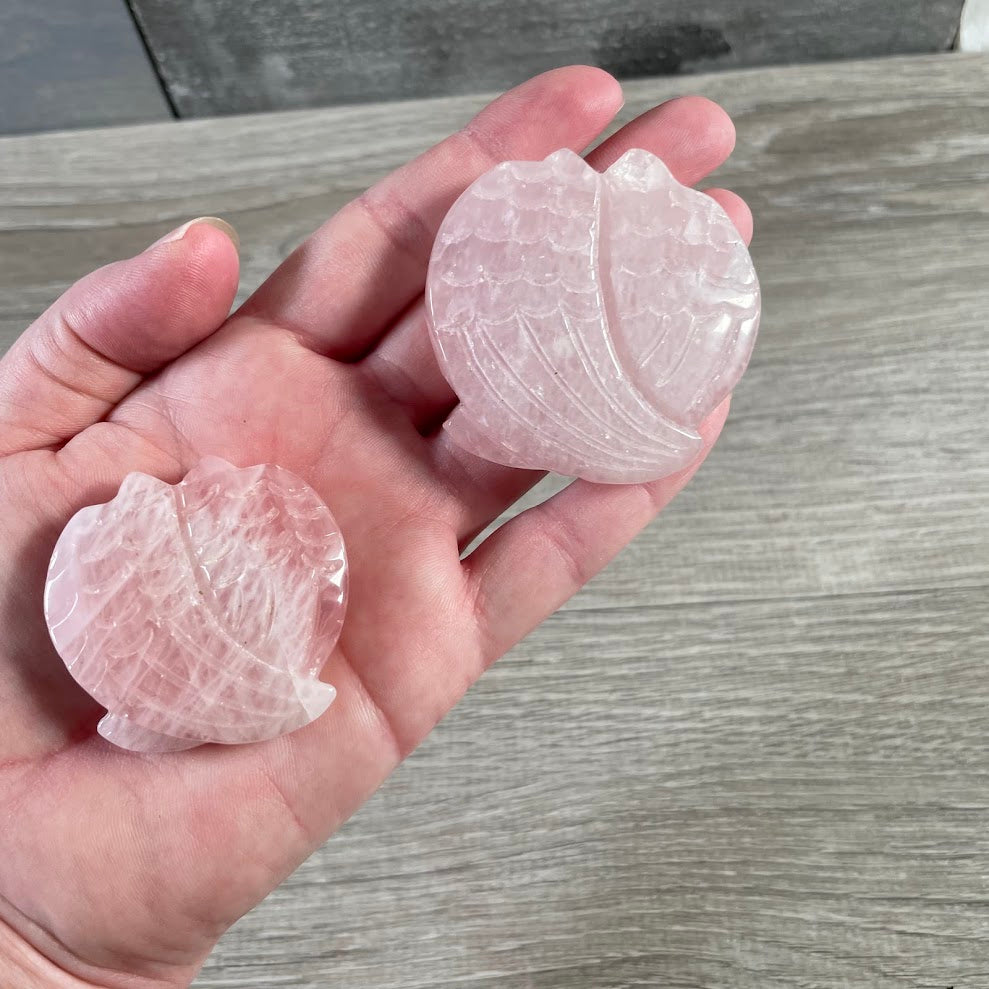 rose quartz wholesale gemstone angel wings polished crystal carvings