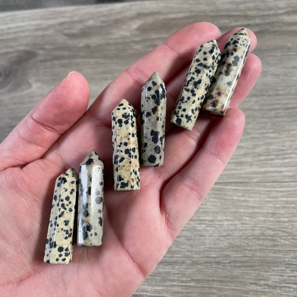 Gemstone dalmatian jasper tower points for wire wrapped jewelry wholesale