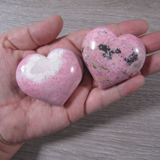 peach rhodonite peru hearts