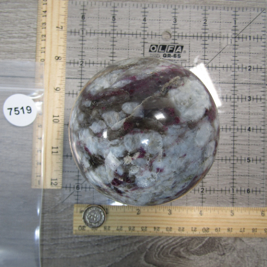 Pink Tourmaline In Quartz Sphere Large Display Size