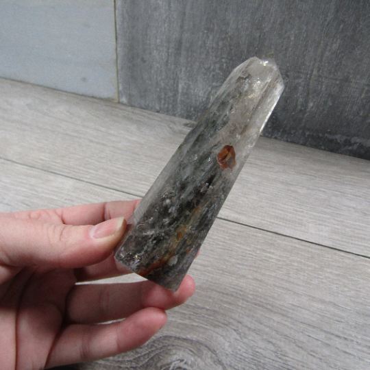 Chlorite Lodolite Included Quartz Obelisk Large Display Size