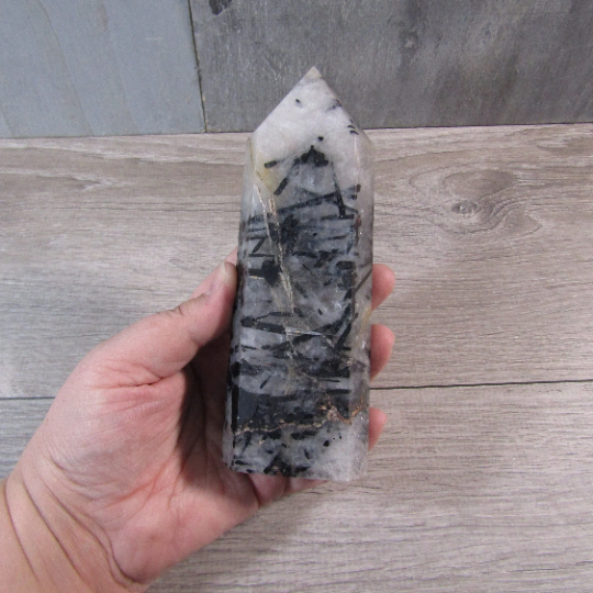 Tourmalinated Quartz Obelisk Large Display Size