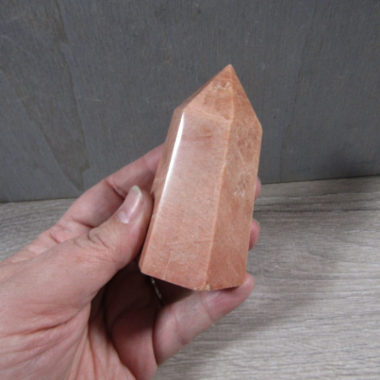 Peach Moonstone Obelisk Large Display Size