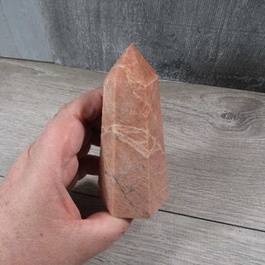 Peach Moonstone Obelisk Large Display Size