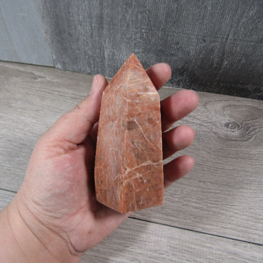 Peach Moonstone Obelisk Large Display Size