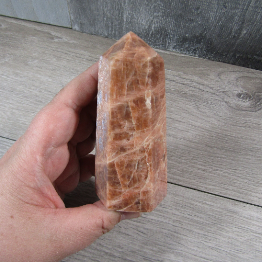 Peach Moonstone Obelisk Large Display Size