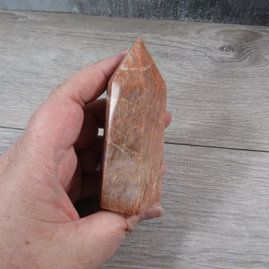 Peach Moonstone Obelisk Large Display Size