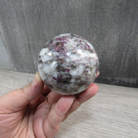 Pink Tourmaline In Quartz Sphere Large Display Size