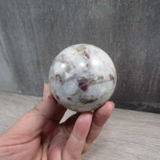 Pink Tourmaline In Quartz Sphere Large Display Size