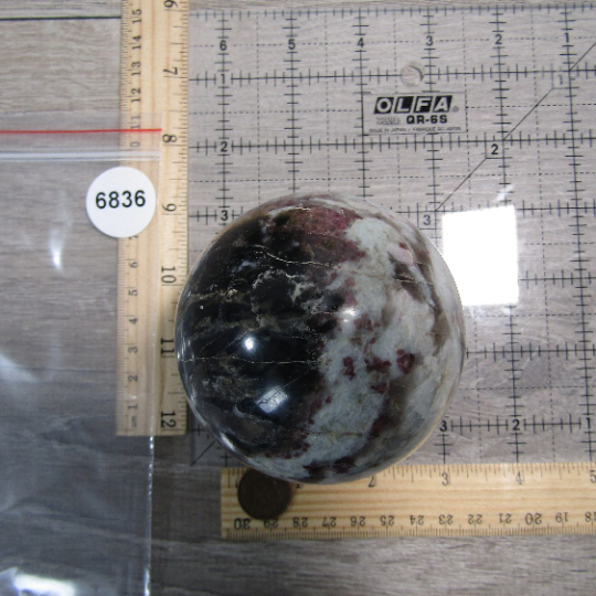 Pink Tourmaline In Quartz Sphere Large Display Size