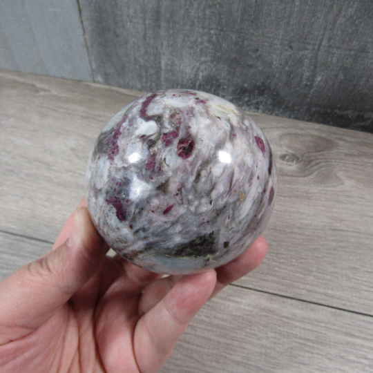 Pink Tourmaline In Quartz Sphere Large Display Size