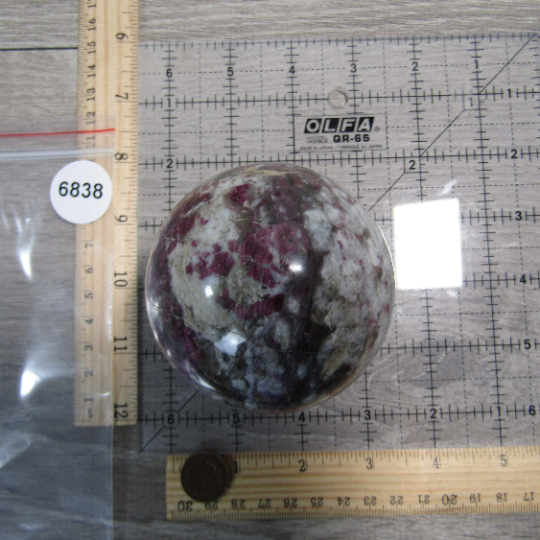 Pink Tourmaline In Quartz Sphere Large Display Size