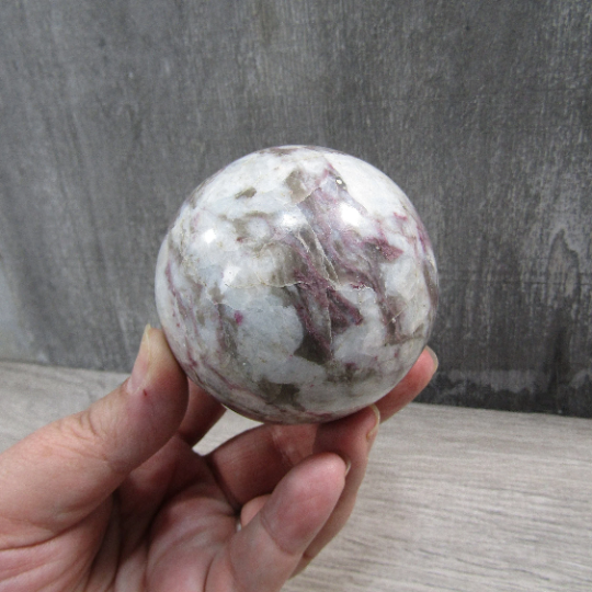 Pink Tourmaline In Quartz Sphere Large Display Size