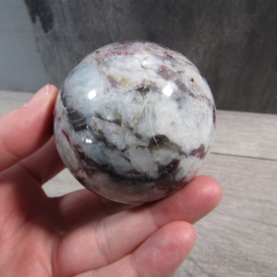 Pink Tourmaline In Quartz Sphere Large Display Size