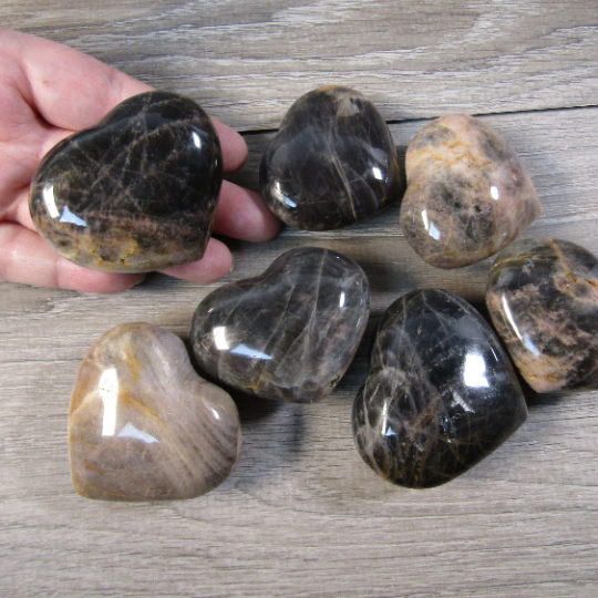 goddess stone black moonstone hearts