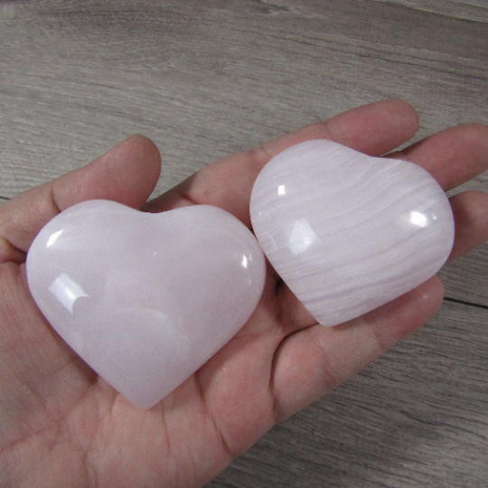 pink mangano calcite natural hearts