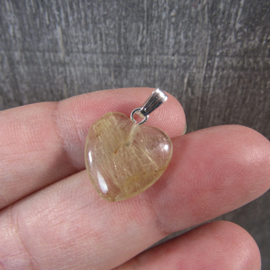 Gemstone Pendant Heart Rutilated Small