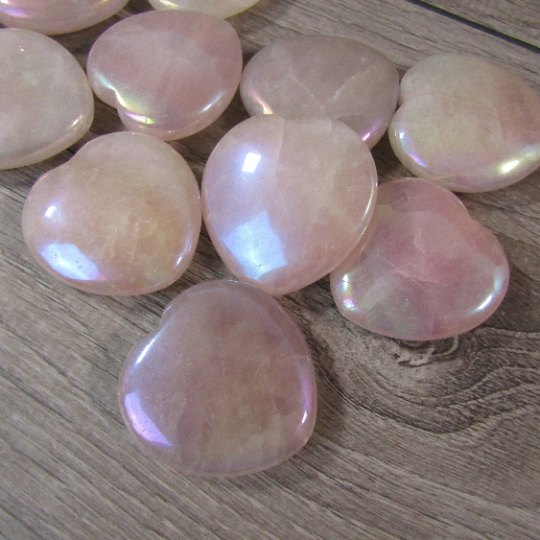 Angel Aura Rose Quartz About 1.5 inch Heart Bead