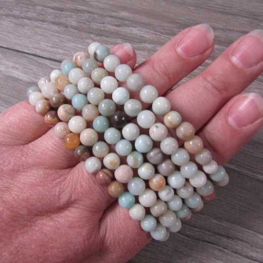 Stretchy bracelet made from 6mm round amazonite beads