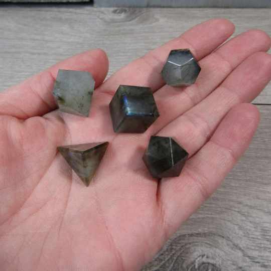 Gemstone Ancient Geometry Box Set of Platonic Solids