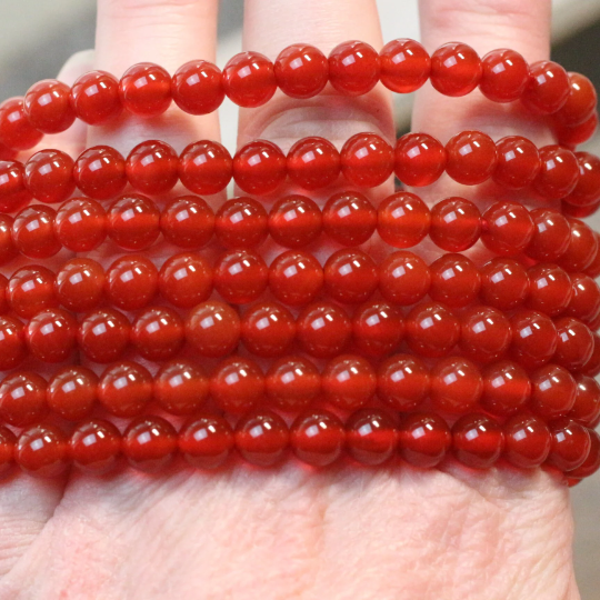 Stretchy bracelet made from 6mm round carnelian beads