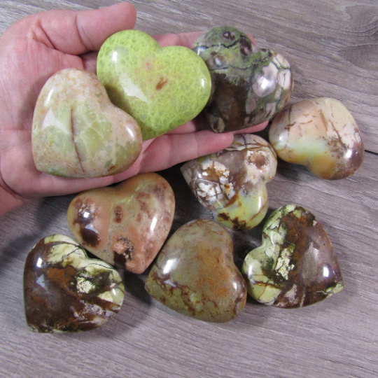 green opal hearts with natural beauty