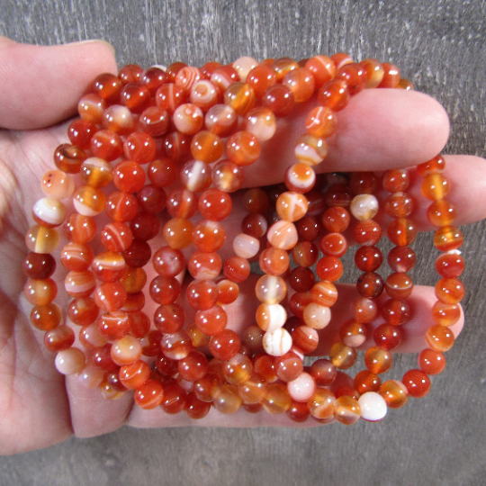 Stretchy bracelet made from 6mm round carnelian beads