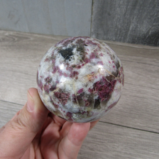 Pink Tourmaline In Quartz Sphere Large Display Size