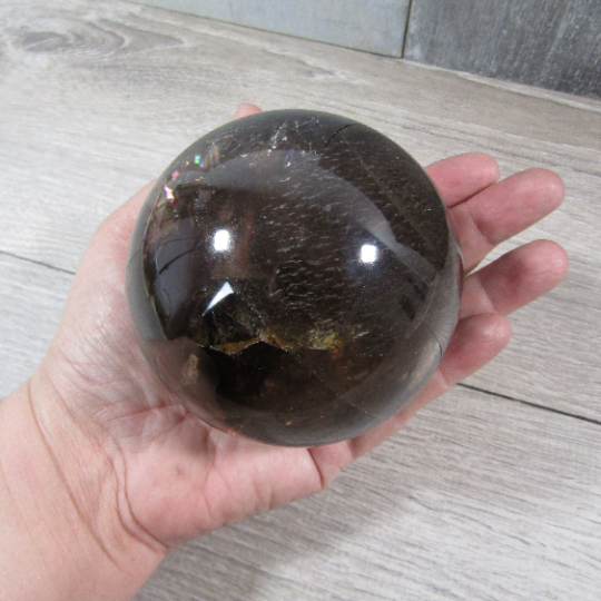 Large natural Smoky Quartz sphere for crystal displays