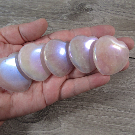 Angel Aura Rose Quartz About 1.5 inch Heart Bead