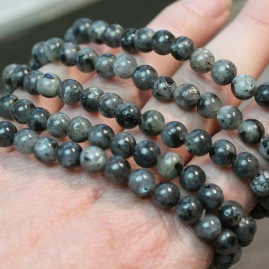 Stretchy bracelet made from 6mm round labradorite beads