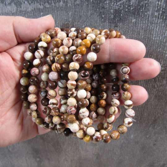 Stretchy bracelet made from 6mm round peanut jasper beads