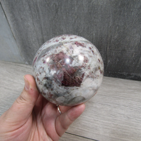 Pink Tourmaline In Quartz Sphere Large Display Size