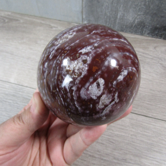 Large display sized ocean jasper sphere