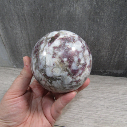 Pink Tourmaline In Quartz Sphere Large Display Size