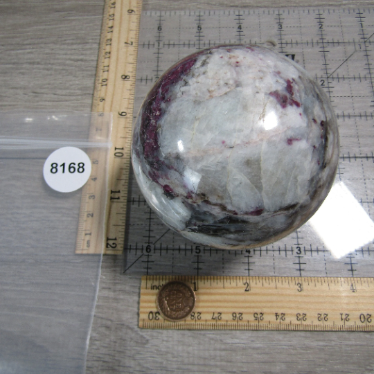 Pink Tourmaline In Quartz Sphere Large Display Size