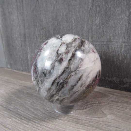 Pink Tourmaline In Quartz Sphere Large Display Size