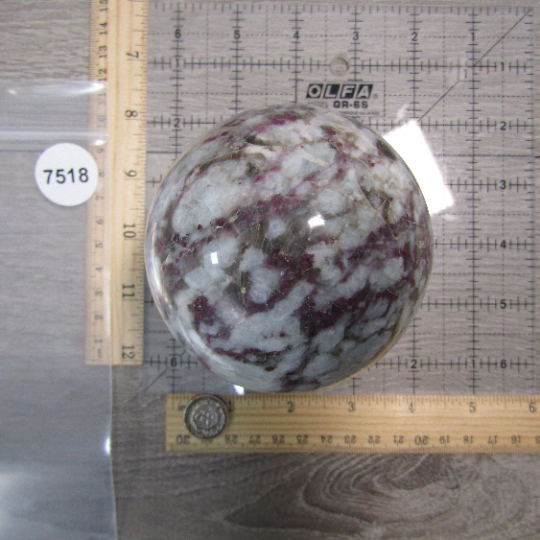 Pink Tourmaline In Quartz Sphere Large Display Size