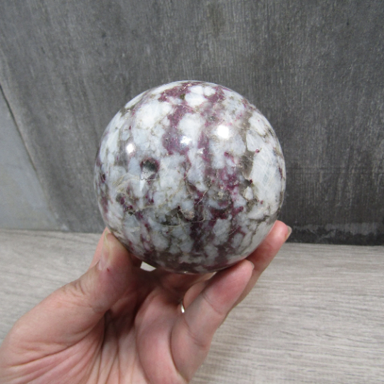 Pink Tourmaline In Quartz Sphere Large Display Size