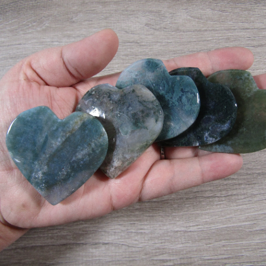 moss agate flat hearts