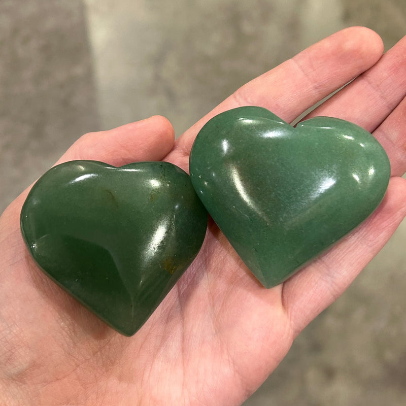 green aventurine quartz hearts